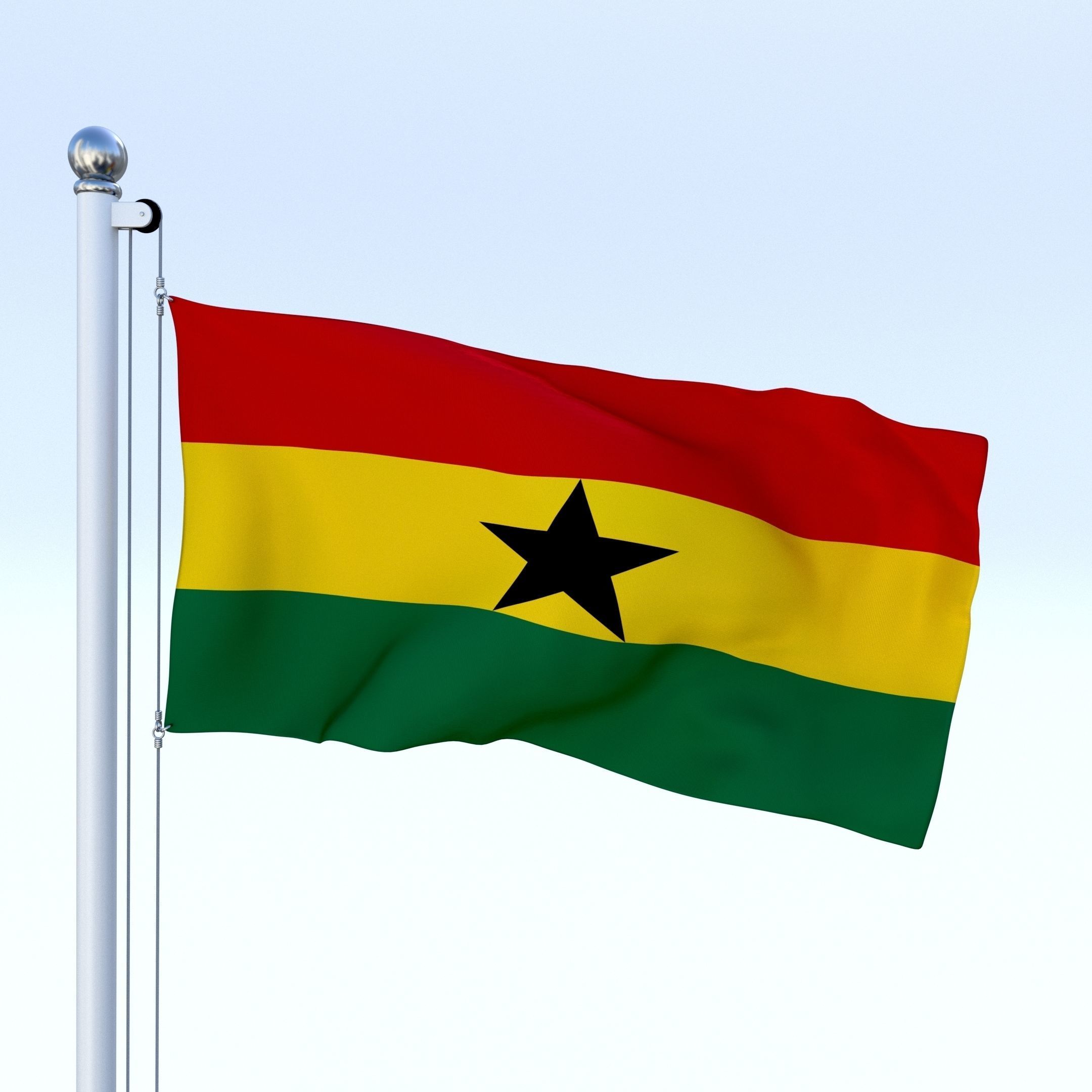 Animated Ghana Flag Low-poly 3D model_4