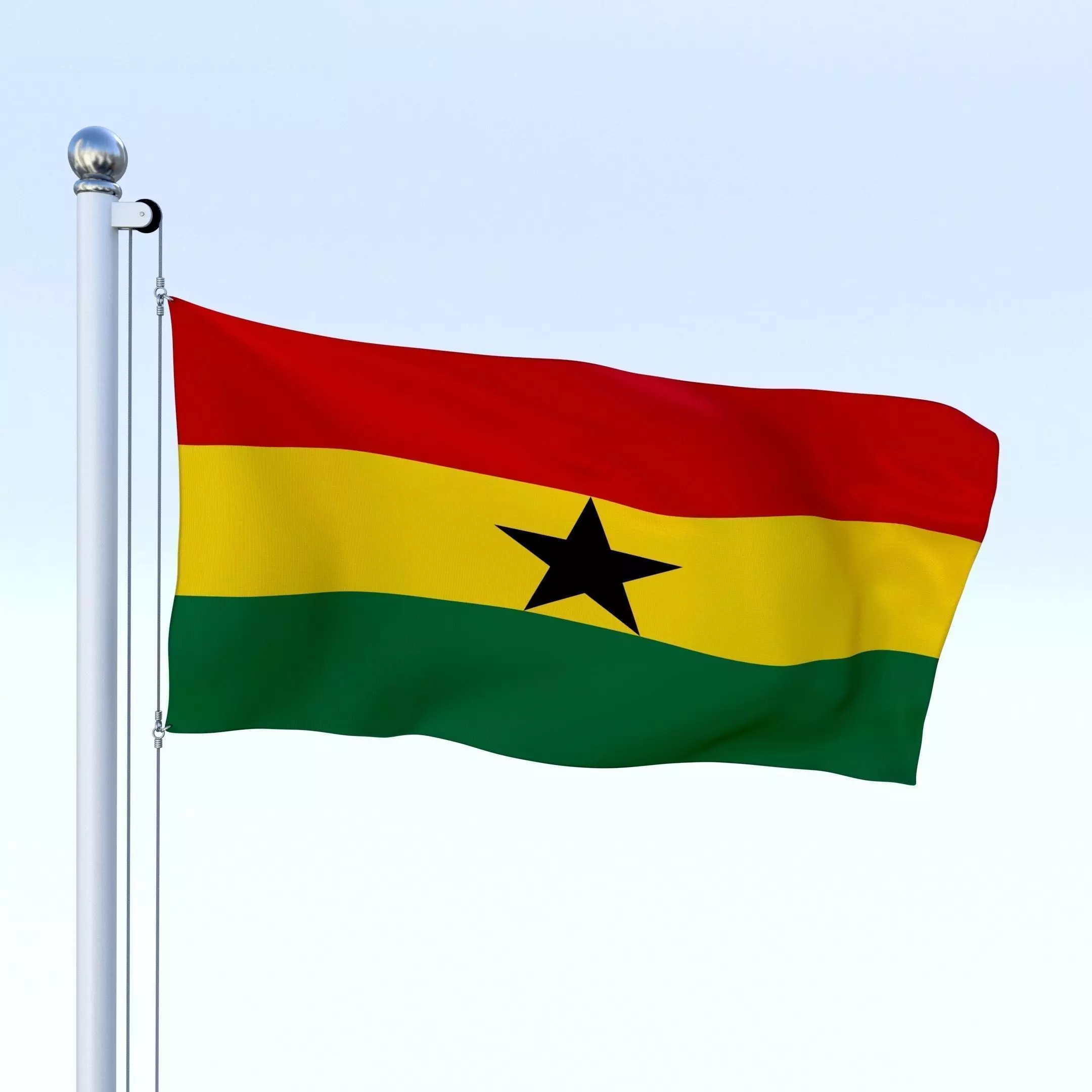 Animated Ghana Flag Low-poly 3D model_0