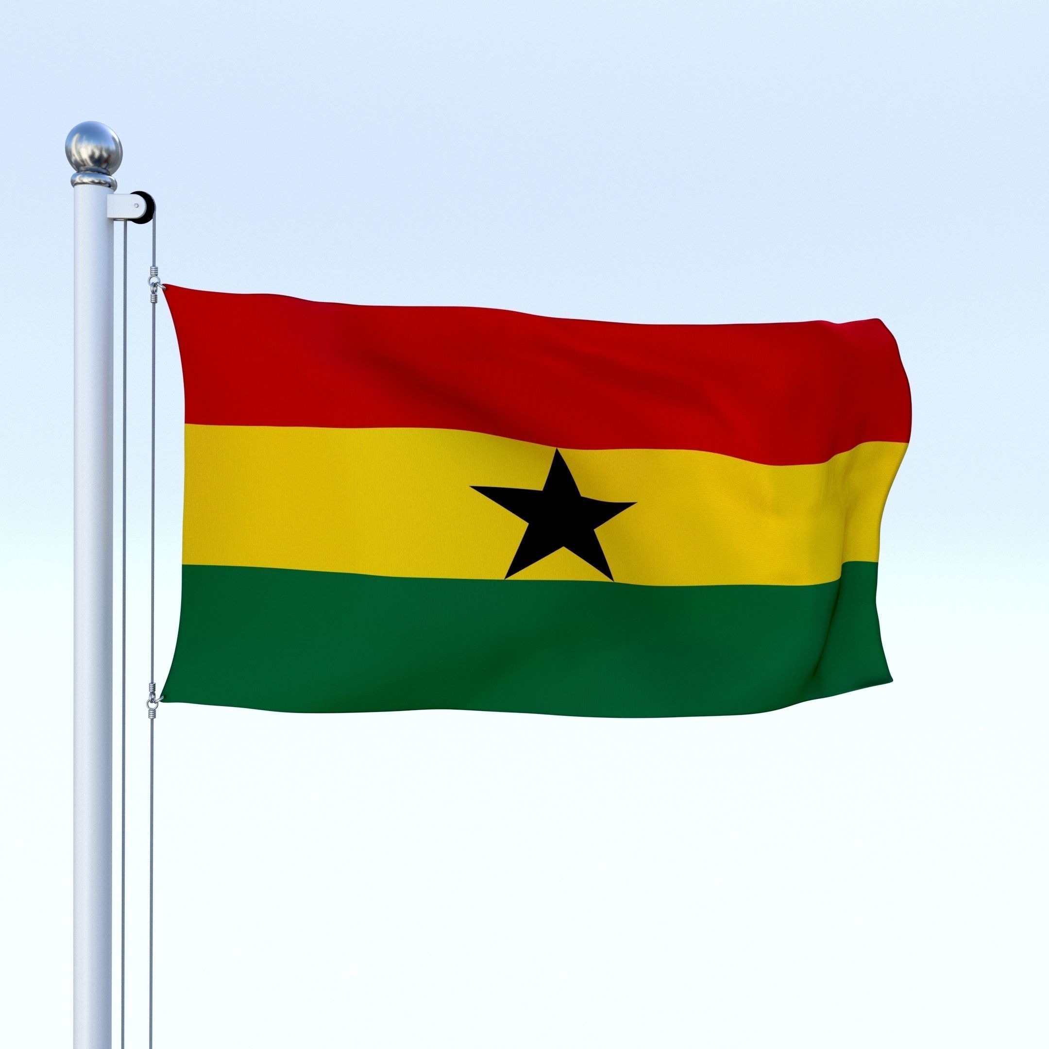 Animated Ghana Flag Low-poly 3D model_24