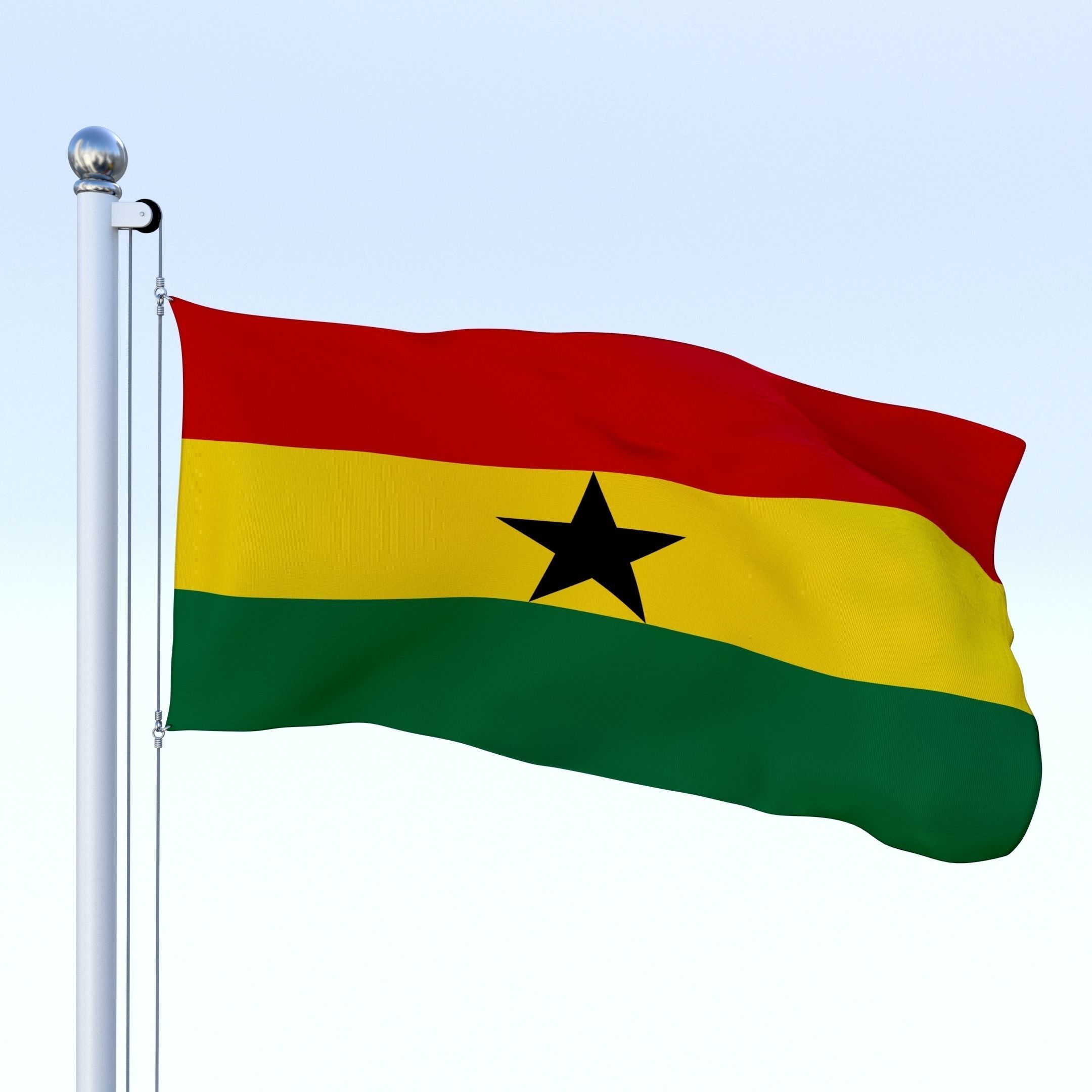 Animated Ghana Flag Low-poly 3D model_18