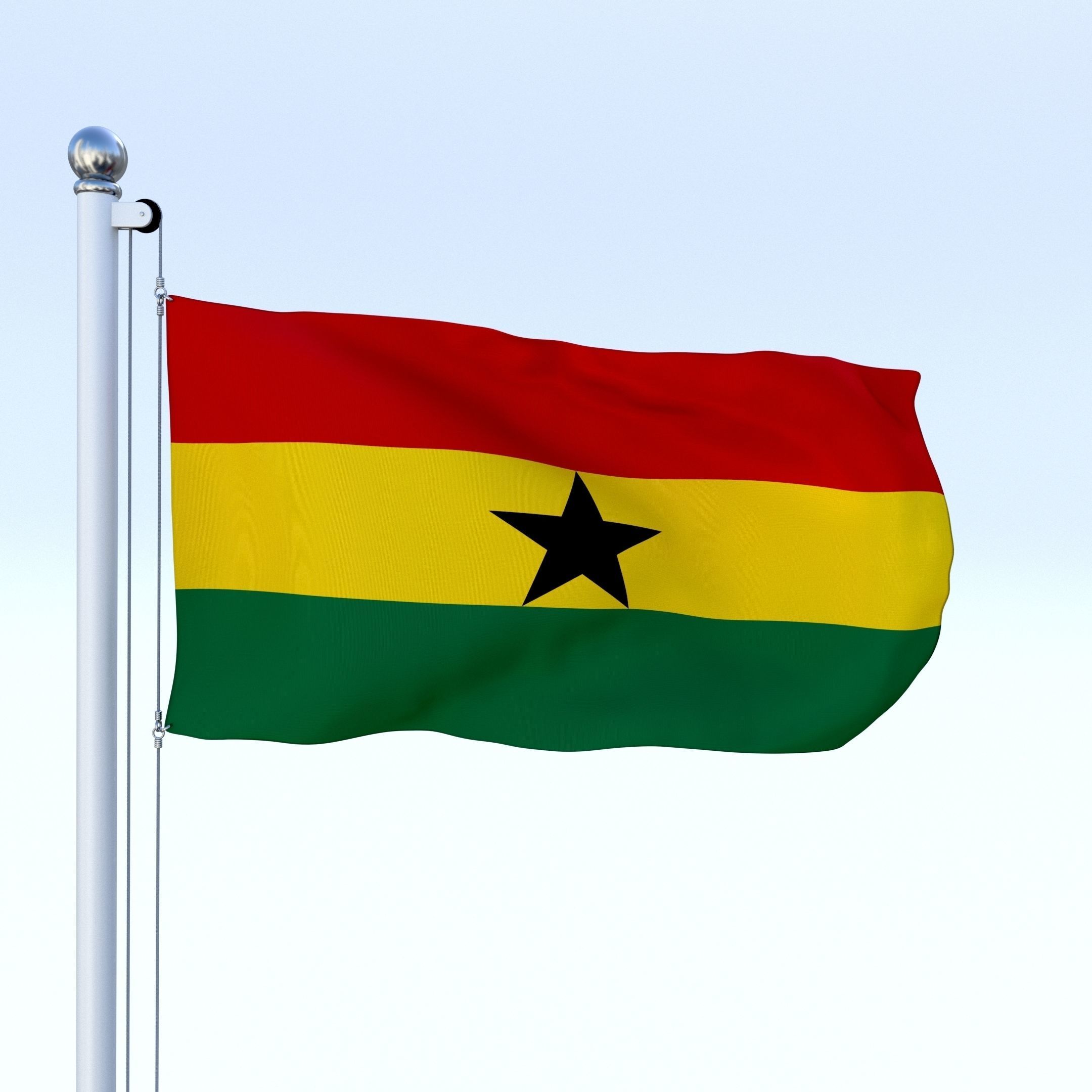Animated Ghana Flag Low-poly 3D model_13