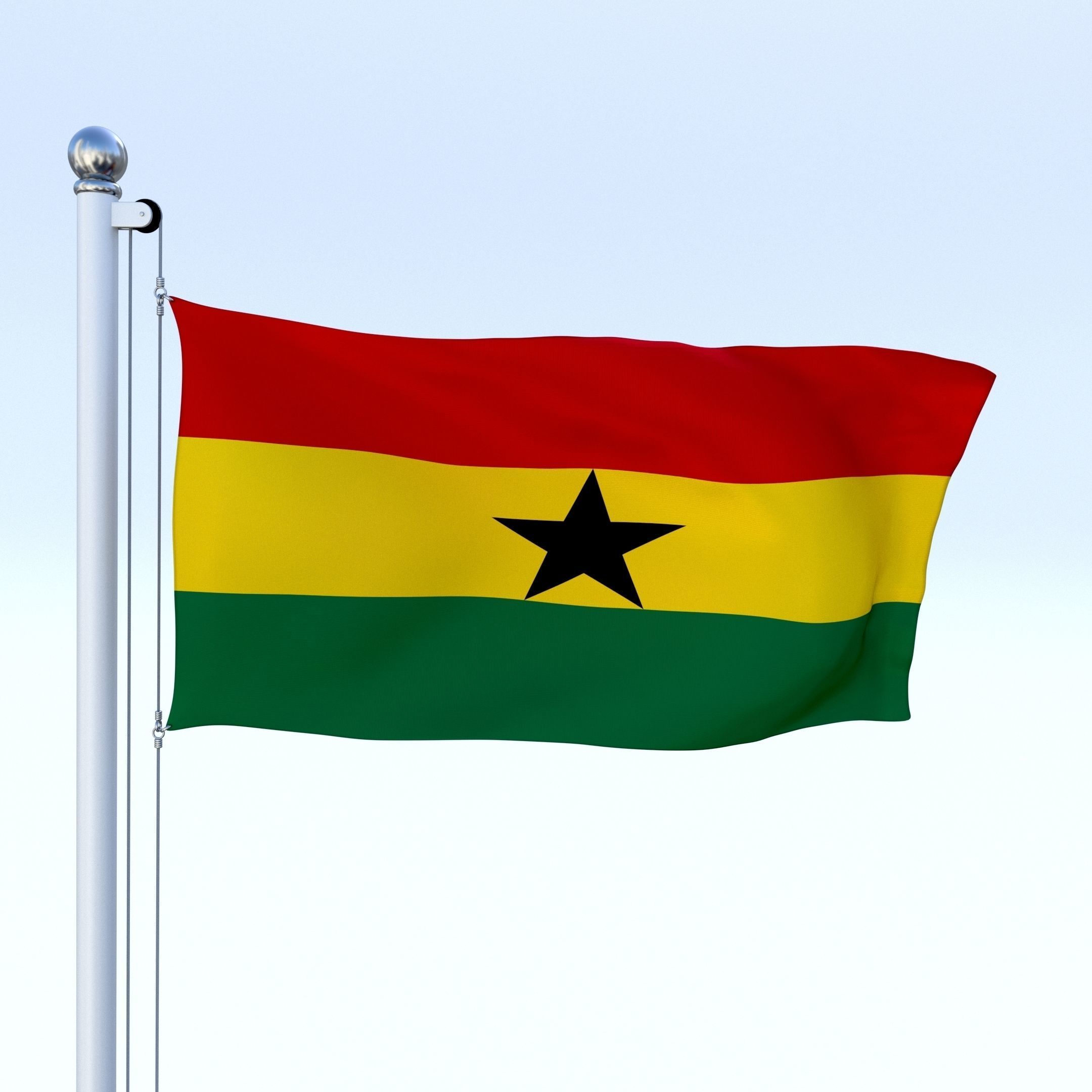 Animated Ghana Flag Low-poly 3D model_16