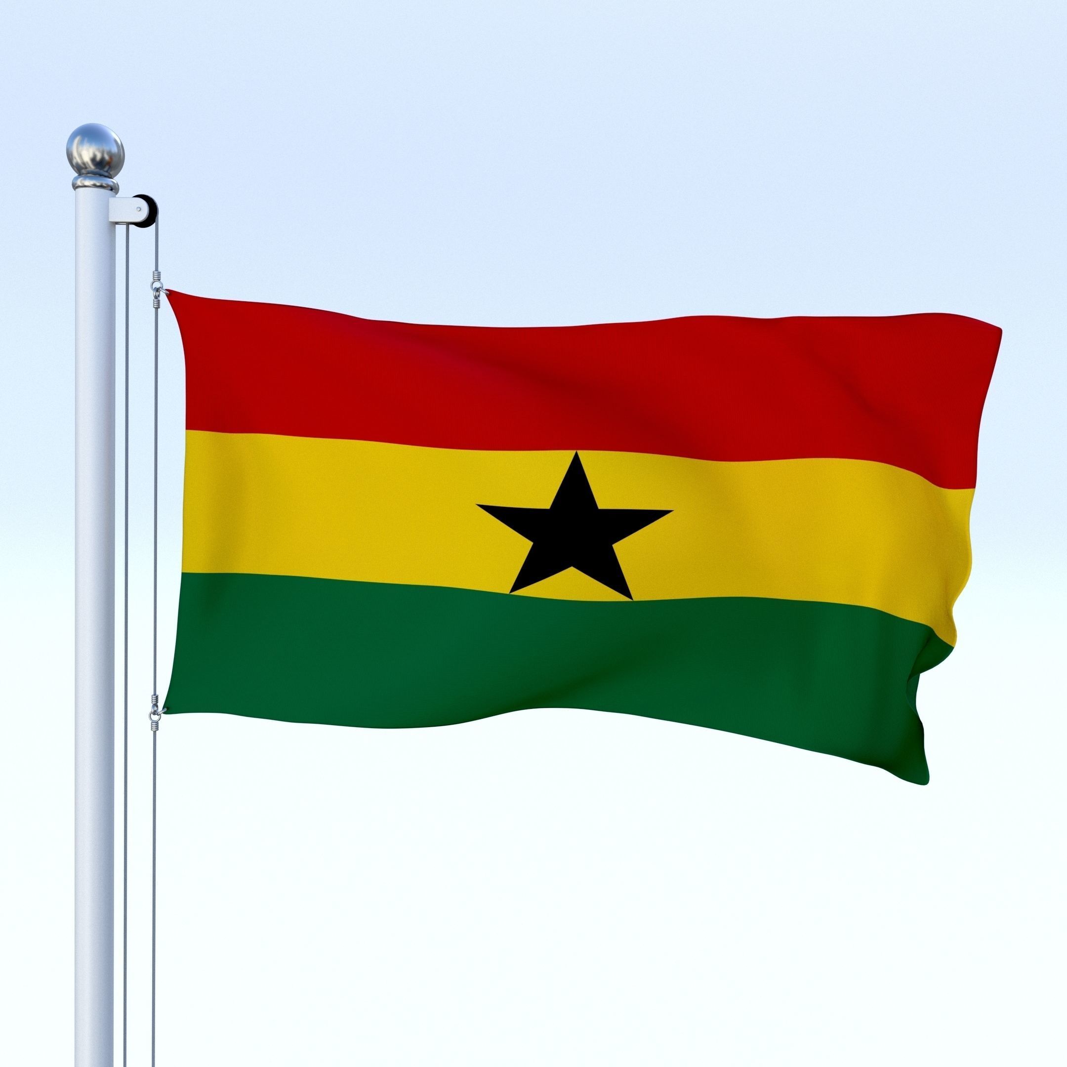 Animated Ghana Flag Low-poly 3D model_22