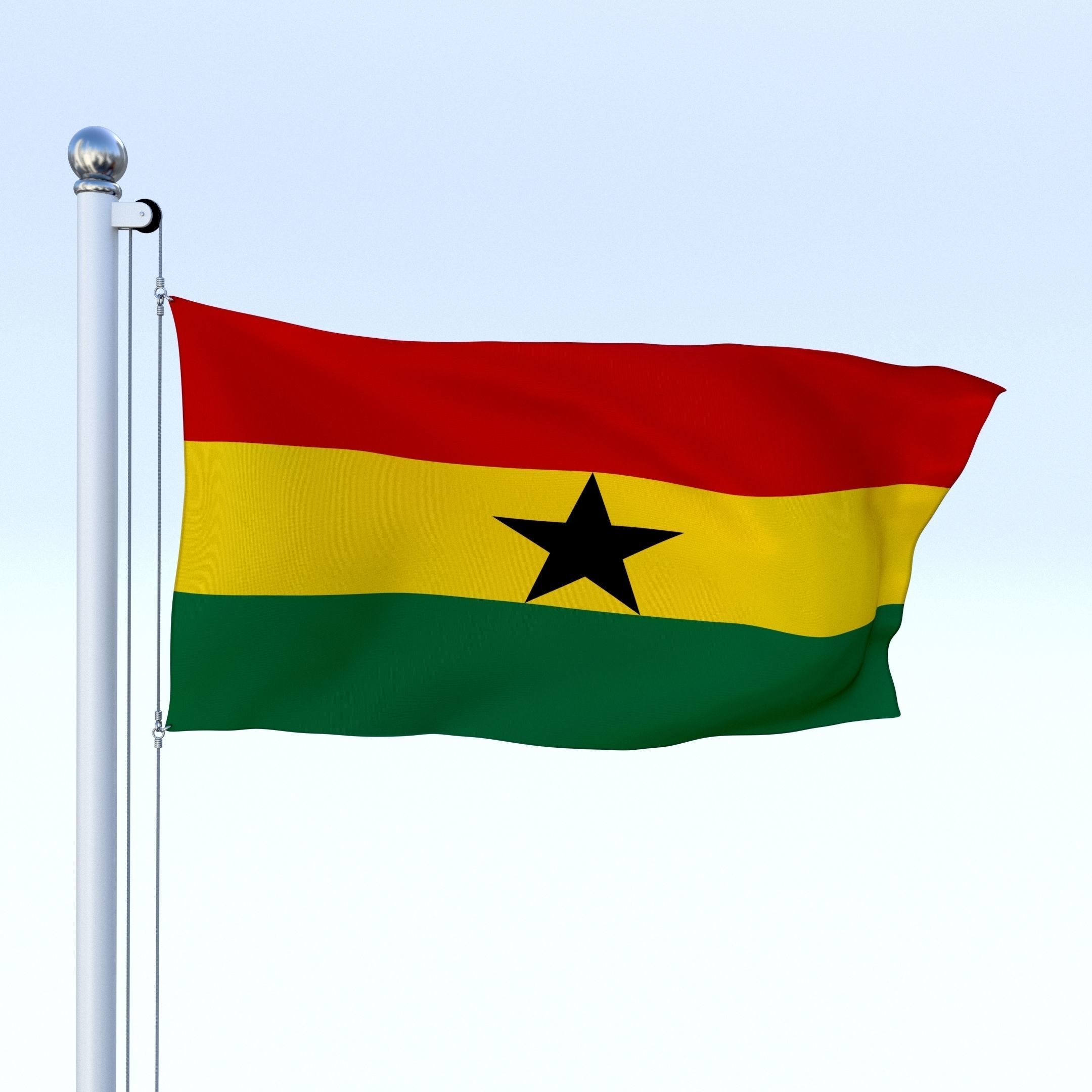 Animated Ghana Flag Low-poly 3D model_1