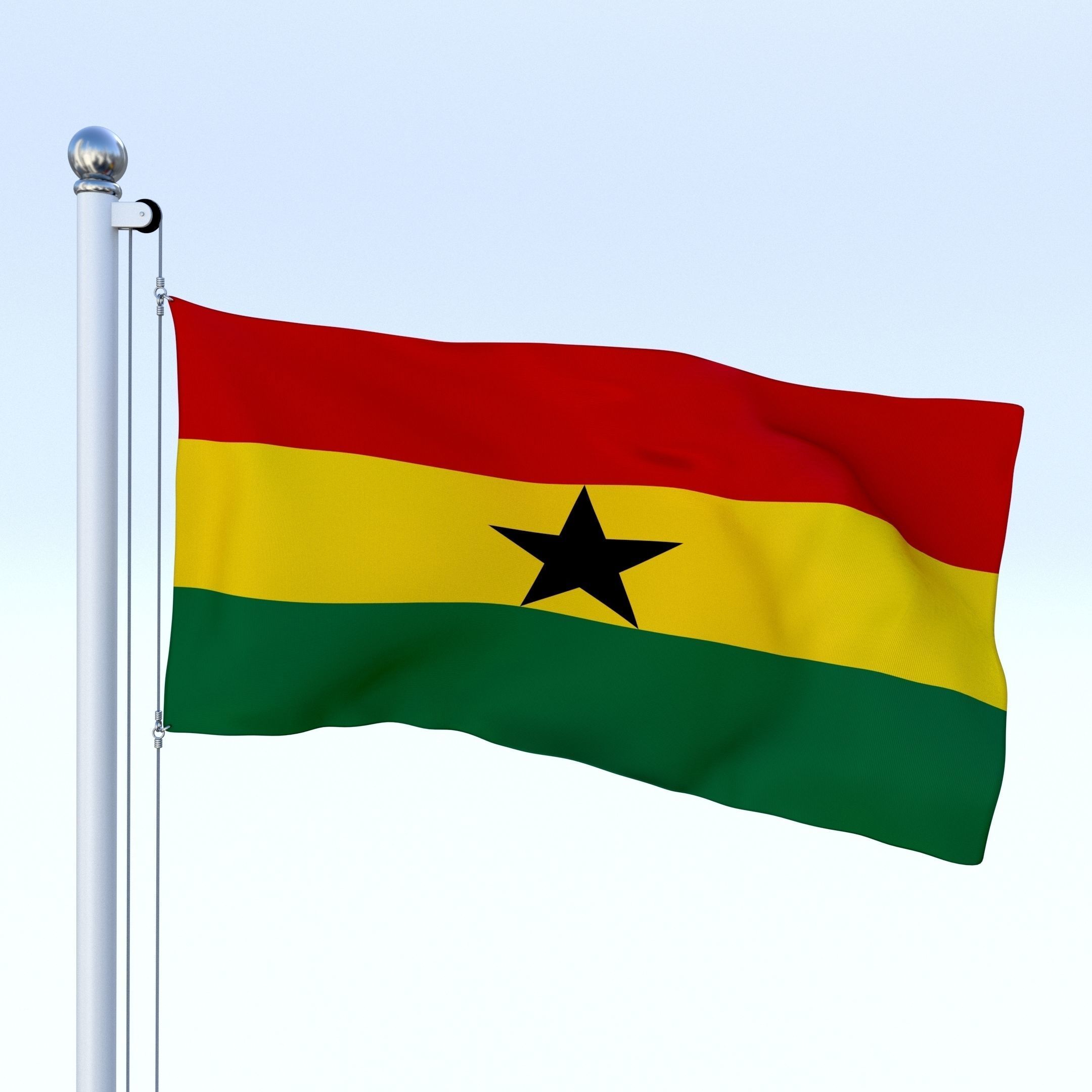 Animated Ghana Flag Low-poly 3D model_26