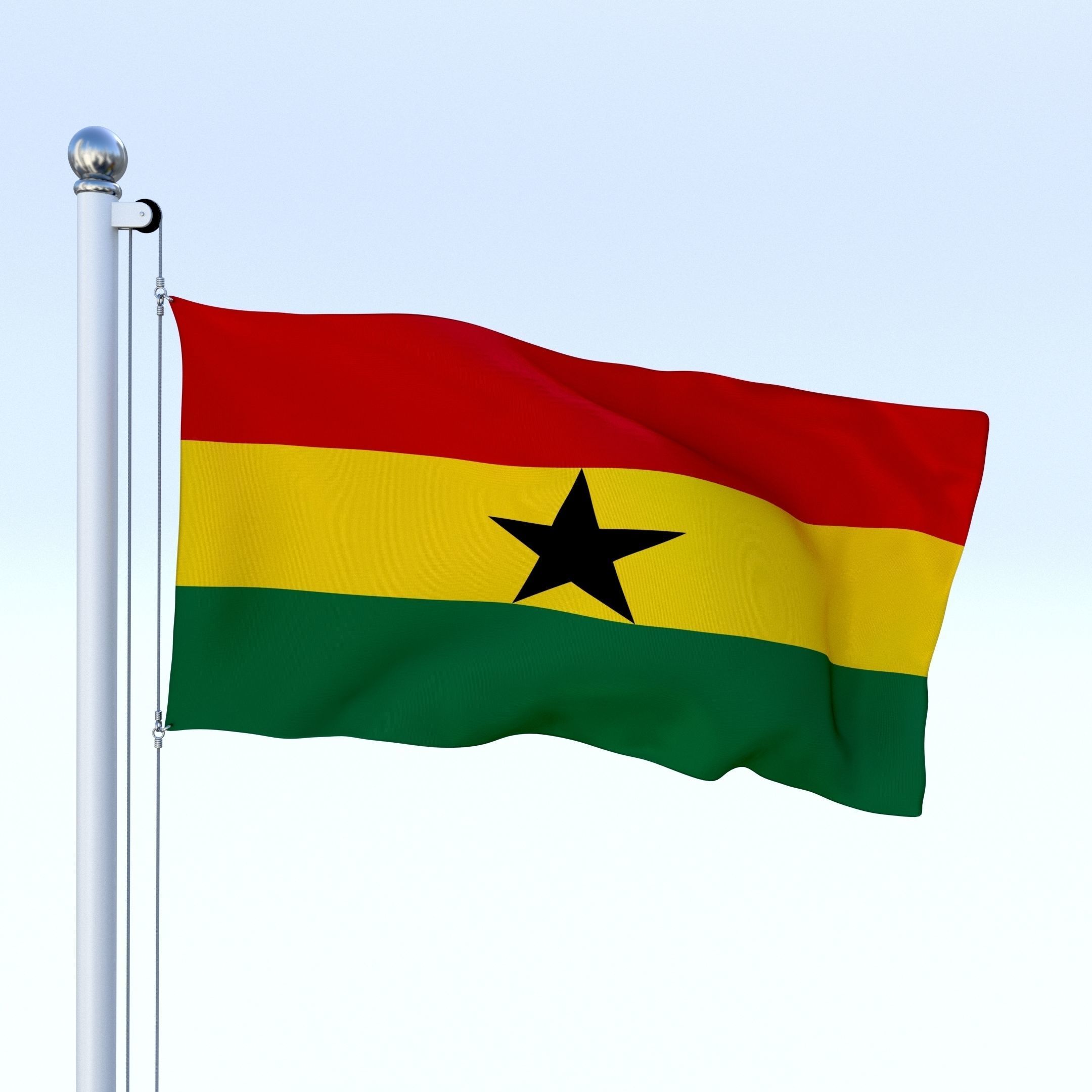 Animated Ghana Flag Low-poly 3D model_23