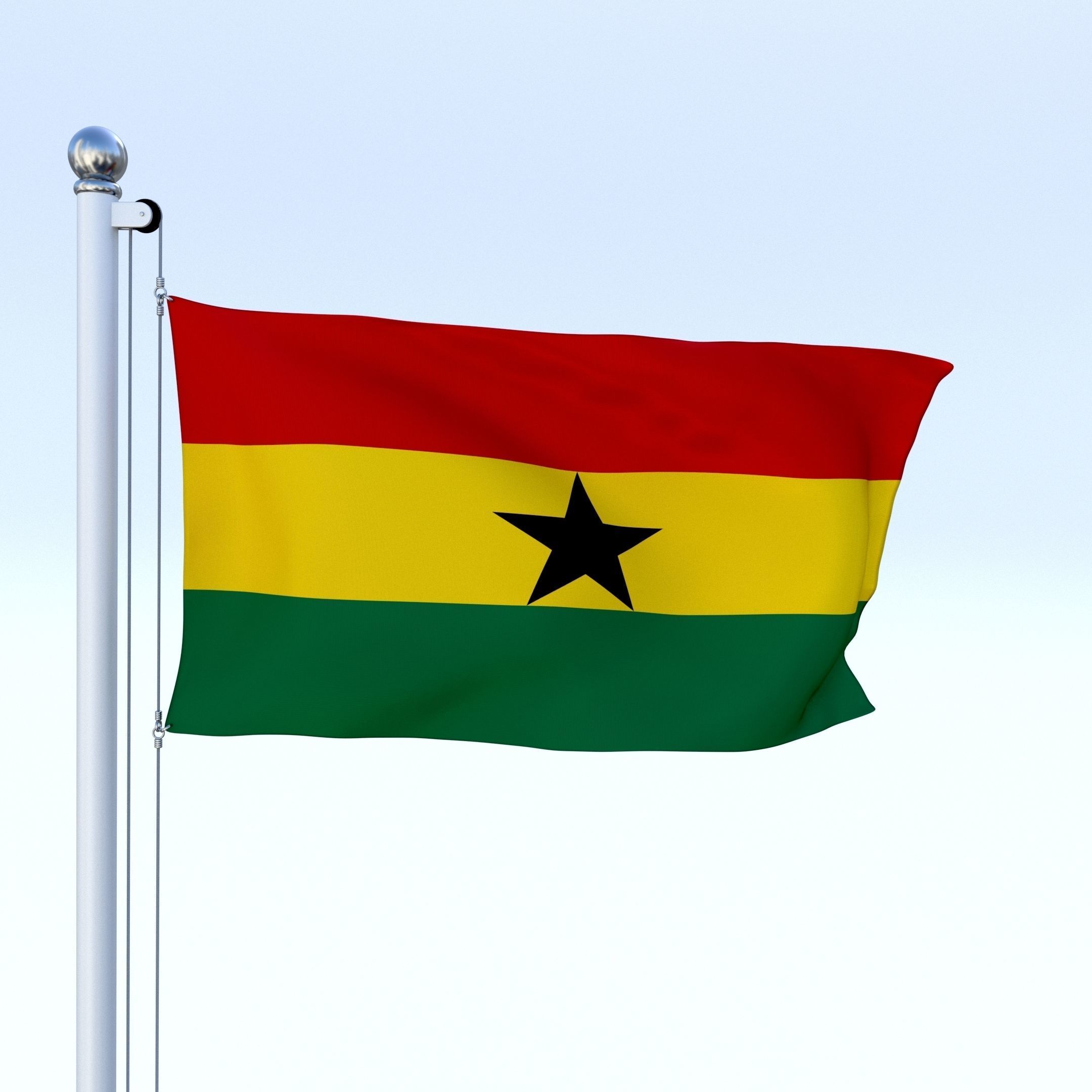 Animated Ghana Flag Low-poly 3D model_5