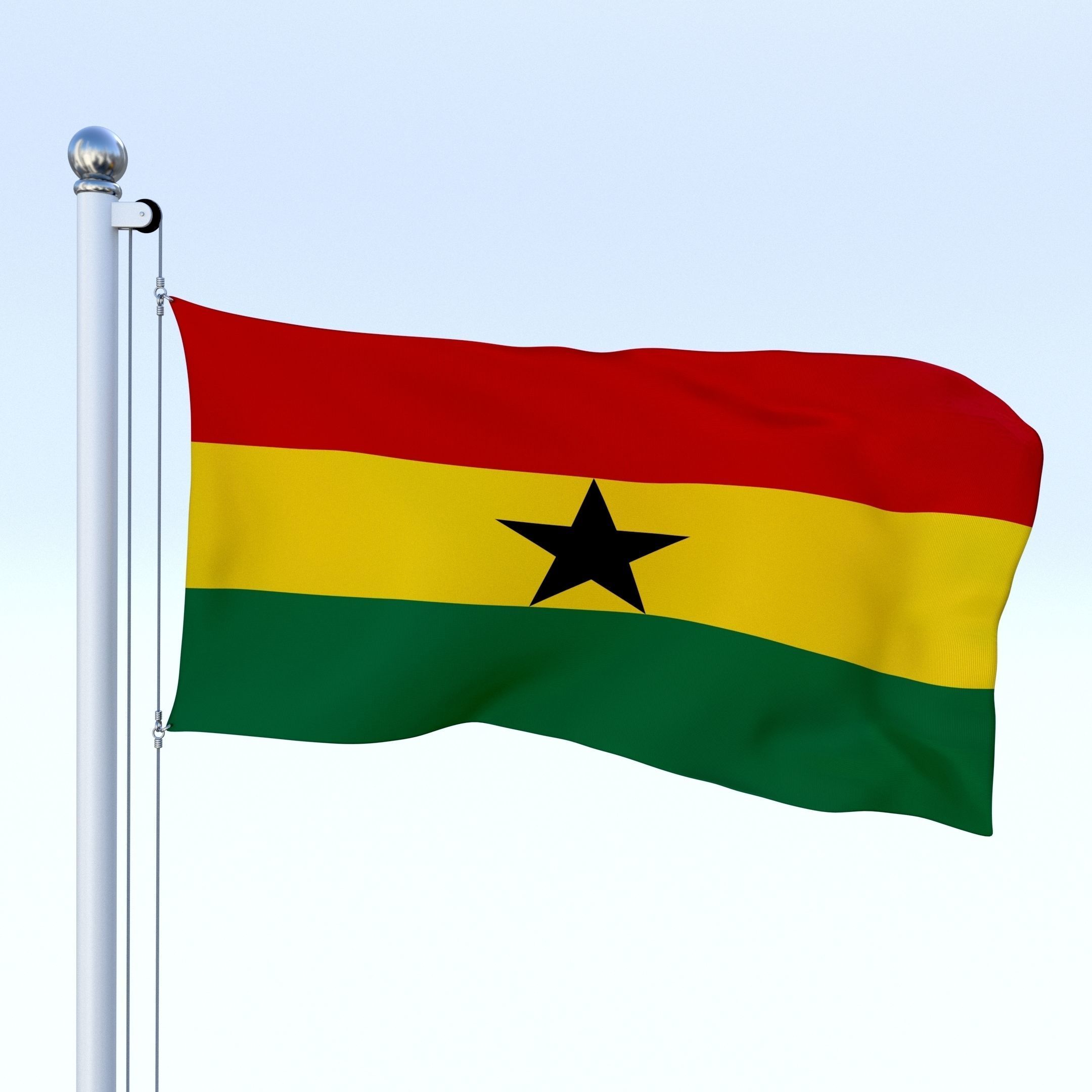 Animated Ghana Flag Low-poly 3D model_3