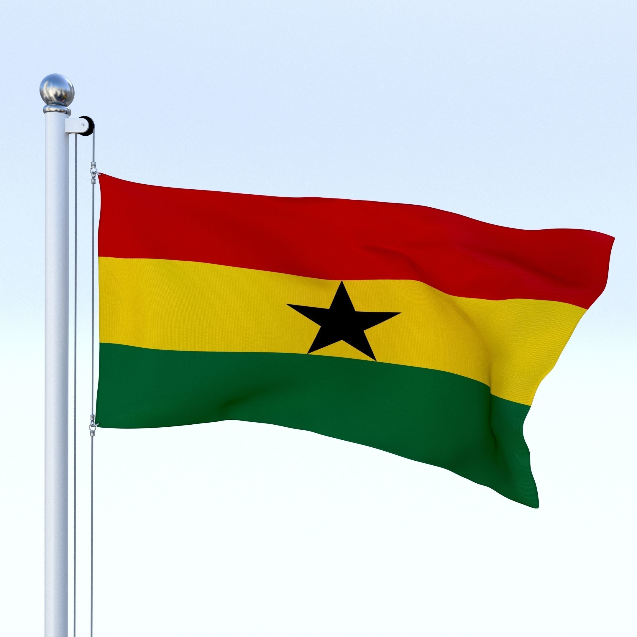 Animated Ghana Flag Low-poly 3D model_2
