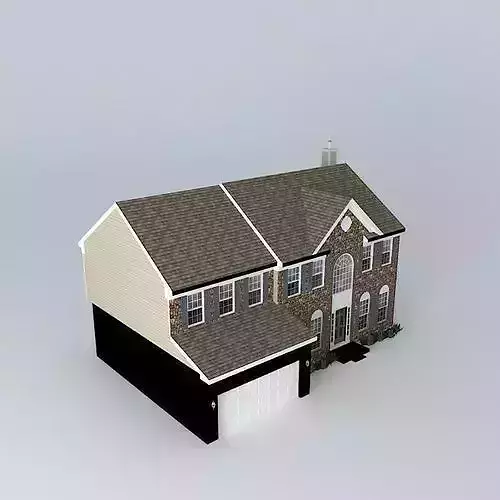 2 Story Suburban Home with Garage Free 3D print model