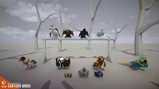 Cartoon birds - big animation pack