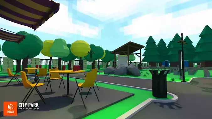City park - low poly street props