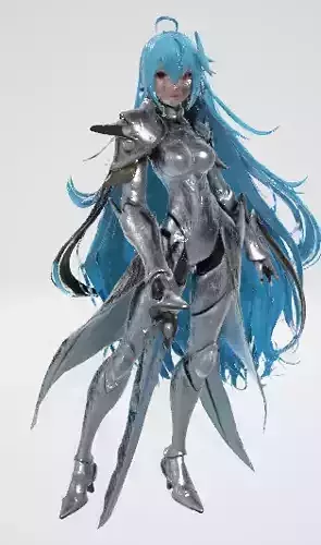 Metal Armored Warrior High-Detail 3D Character