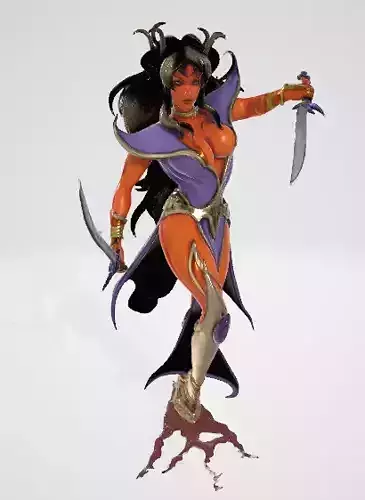 Violet Warrior Woman High Quality 3D Asset