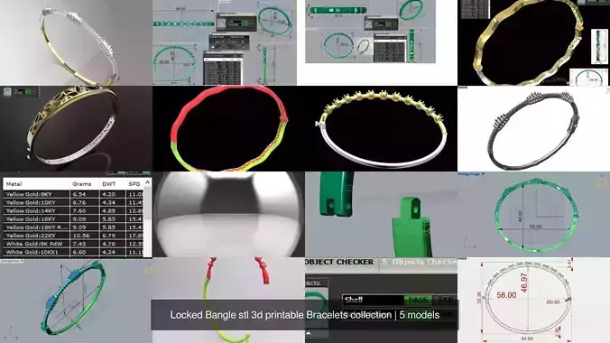 Locked Bangle stl 3d printable Bracelets collection