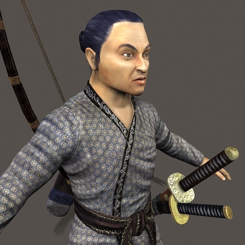 Samurai Hero Playable Character Low-poly 3D model_4