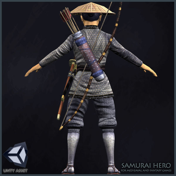 Samurai Hero Playable Character Low-poly 3D model_11