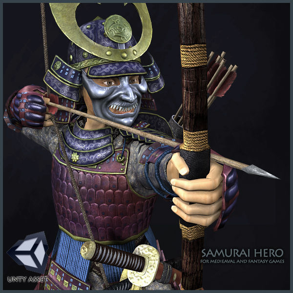 Samurai Hero Playable Character Low-poly 3D model_16
