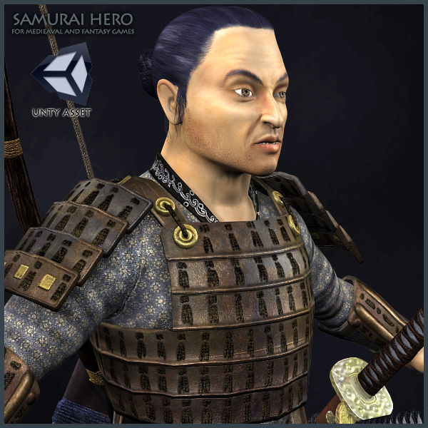Samurai Hero Playable Character Low-poly 3D model_12