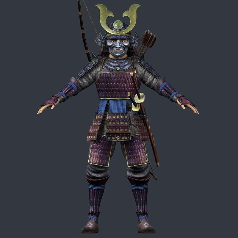 Samurai Hero Playable Character Low-poly 3D model_7
