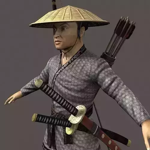 Samurai Hero Playable Character Low-poly 3D model