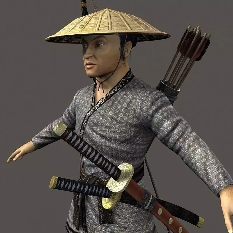 Samurai Hero Playable Character Low-poly 3D model_0