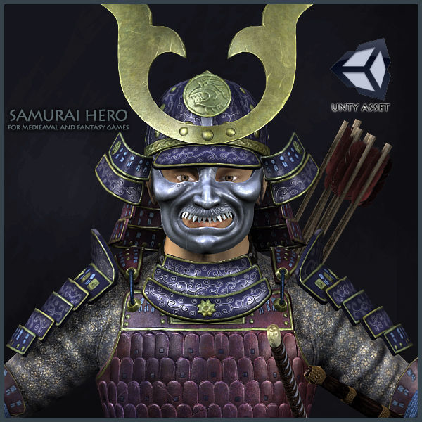 Samurai Hero Playable Character Low-poly 3D model_15
