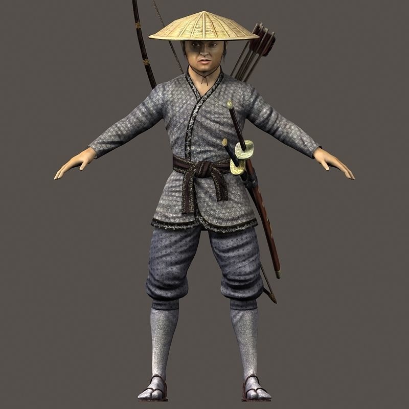 Samurai Hero Playable Character Low-poly 3D model_6