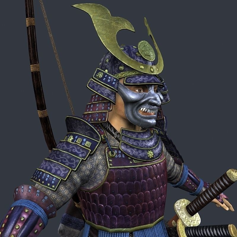 Samurai Hero Playable Character Low-poly 3D model_9