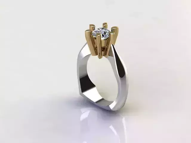 High Detail 6 Prong Cathedral Solitaire Ring Moissanite Diamond 