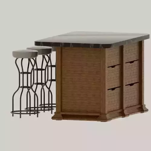 Modern disco bar table with high bar stools