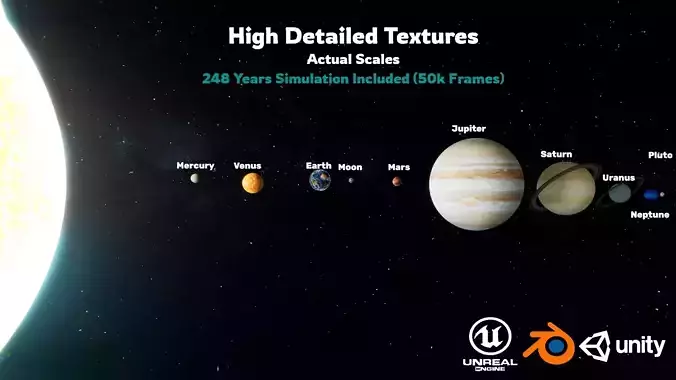 Solar System 3D with scientific scales and simulations