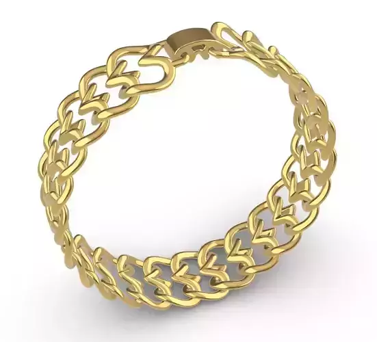 Double Heart Link Bracelet 200mm 10mm 1point5mm 