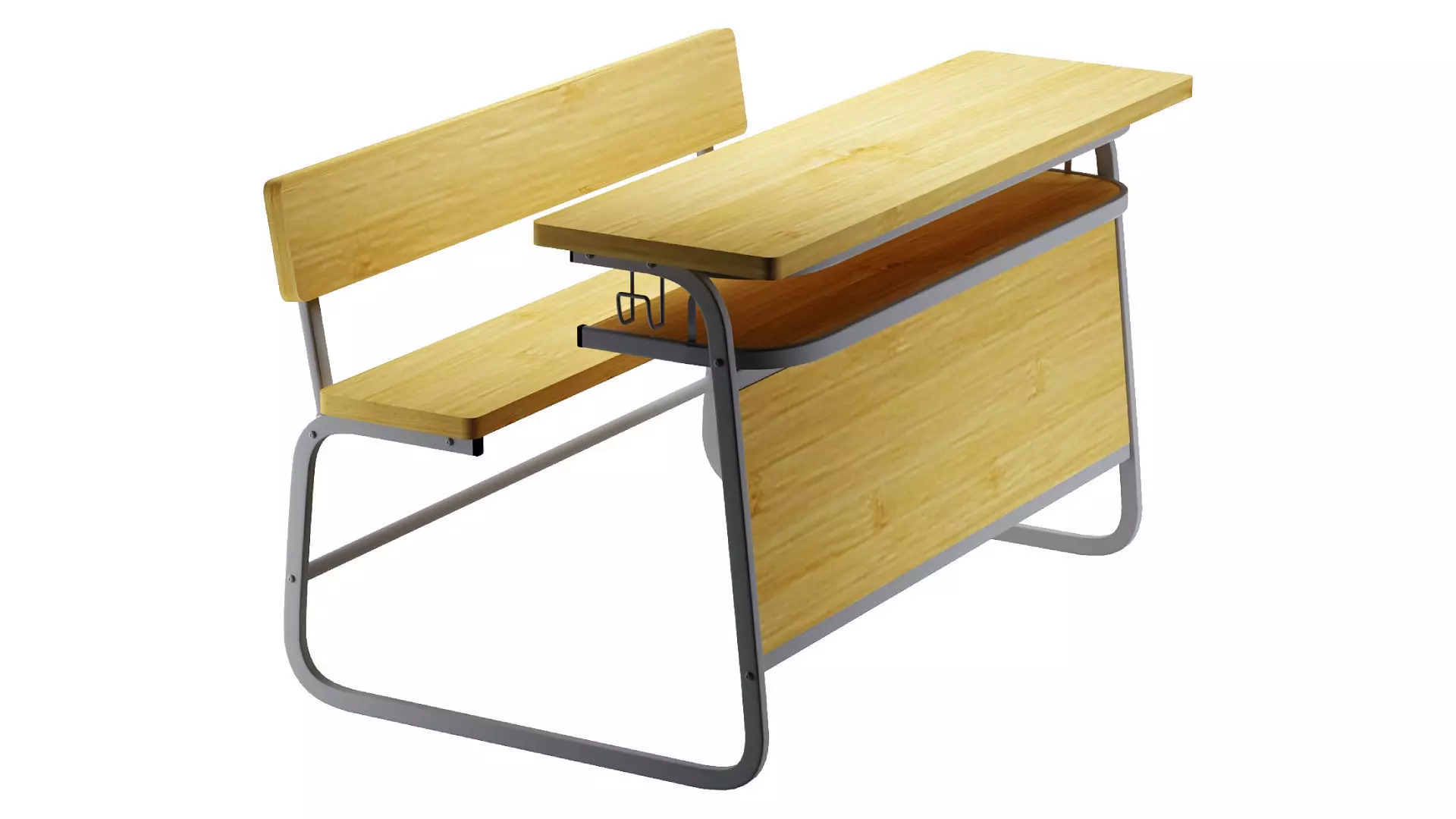 WK22 One piece long desk and chair 3D model