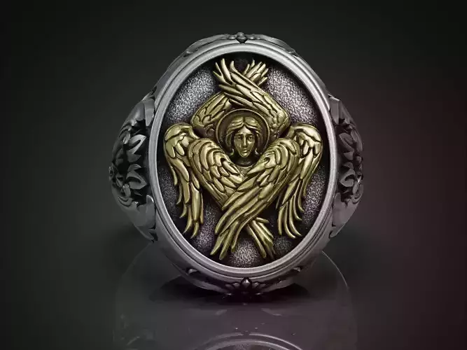 Seraphim Six-Winged Angel Signet Ring