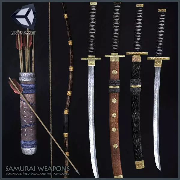 Samurai Weapons Low-poly 3D model