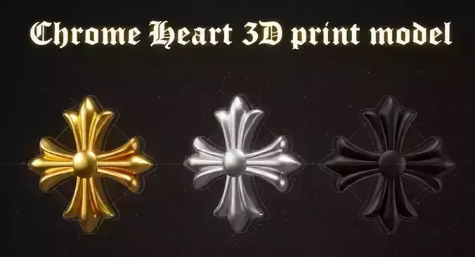 Chrome Heart Cross  3D Print Model STL  OBJ
