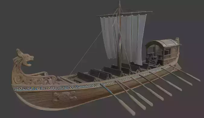 Historical Boat 3D Model Viking Longship Drakkar