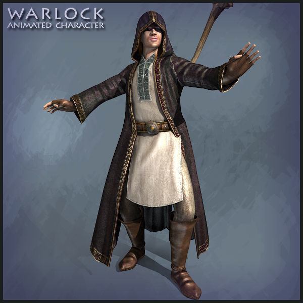 Warlock Playable Character Low-poly 3D model_3