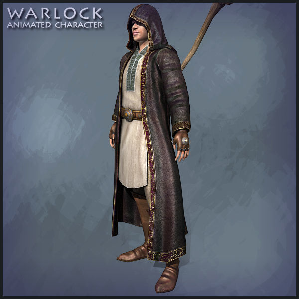 Warlock Playable Character Low-poly 3D model_4
