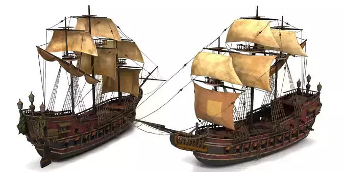 Highly Detailed Pirate Ship Premium Design Historic Style