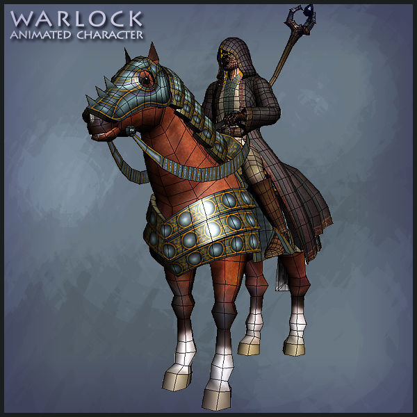 Warlock with Horse Low-poly 3D model_15