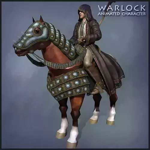 Warlock with Horse Low-poly 3D model