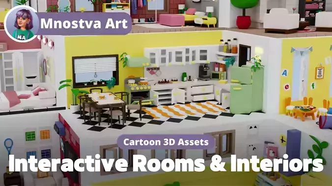 Cartoon Interactive Rooms and Furniture - Cozy Interior Pack