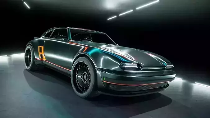 Futuristic Cyber Coupe 2077 - High-Poly Concept Sports Car