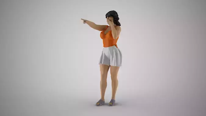 Woman Pointing in Surprise