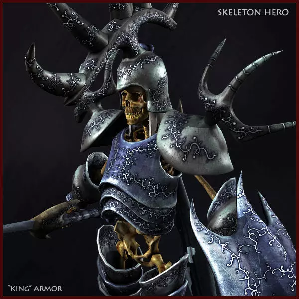 Skeleton Hero King Low-poly 3D model_0