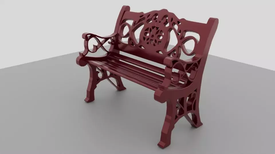 Fancy Metal Park Bench Low-poly 3D model