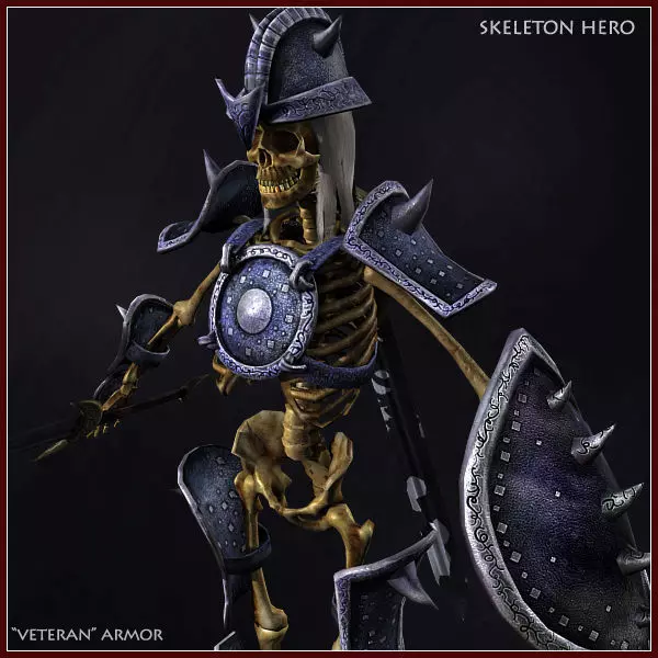 Skeleton Hero Veteran Low-poly 3D model_0