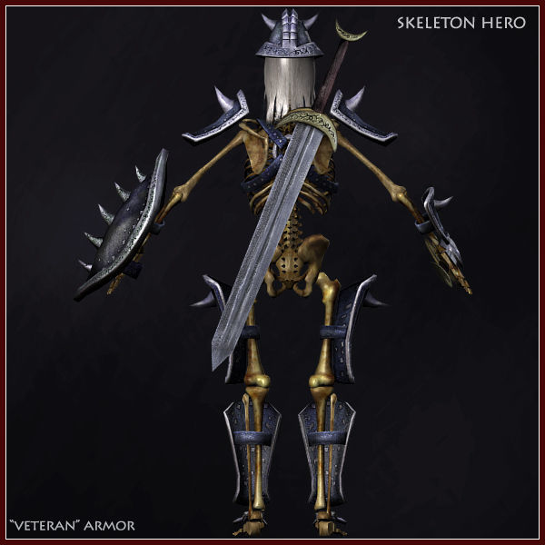 Skeleton Hero Veteran Low-poly 3D model_3